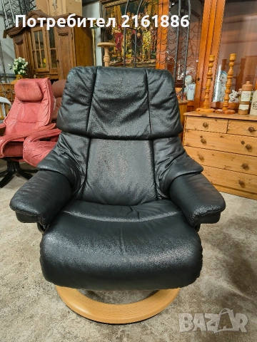 Relax кресло от естествена кожа с повдигаща се облегалка 
