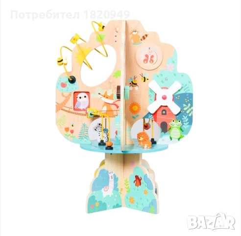 Дървена игра с 8 различни активности - дърво MoniToys, снимка 6 - Образователни игри - 53950676