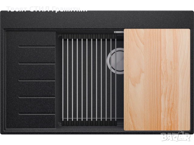 Графит гранитна кухненска мивка Сидни 780-60 Ergo Multilevel 780х500, снимка 9 - Мивки - 51918231