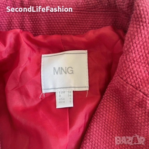 Дамско сако Mango MNG с 2 копчета, памучно, размер XS, бордо, снимка 2 - Сака - 53274848