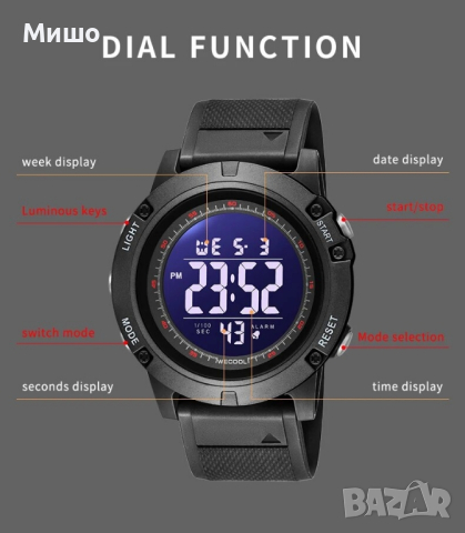 Мъжки дигитален спортнен часовник WECOOL -7% НАМАЛЕНИЕ , снимка 3 - Мъжки - 44990006