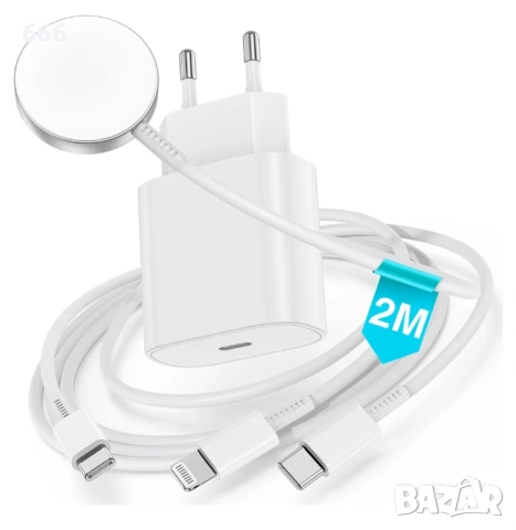 3-в-1 кабел за зареждане за Apple Watch и iPhone