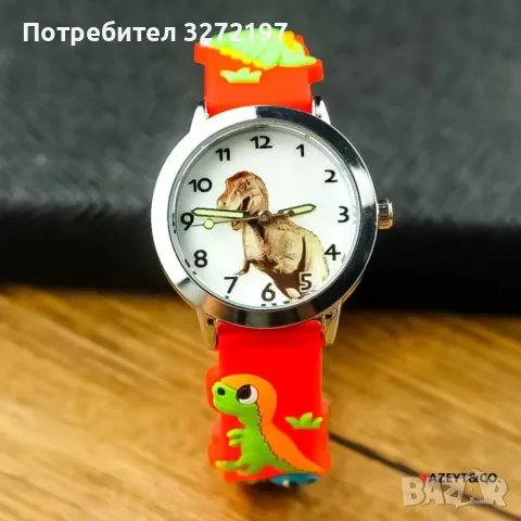 Анимационен детски кварцов часовник Динозавър-Reloj Niño,силиконова лента, снимка 2 - Детски - 48270943