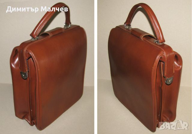 Стара пътна чанта тип лекарска, изкуствена кожа, запазена и годна, снимка 3 - Чанти - 45983986