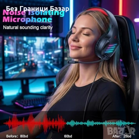 Нови Геймърски слушалки с микрофон за PC PS4 PS5 Xbox Switch 3.5мм жак червени, снимка 4 - Слушалки и портативни колонки - 54208239