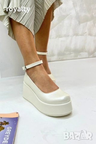 Обувки на платформа - бяла перла, снимка 4 - Дамски ежедневни обувки - 54028876