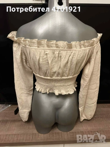 Дамска бежова блуза, снимка 4 - Корсети, бюстиета, топове - 53136963