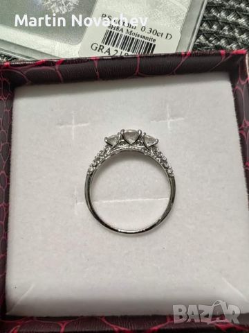 Сребърен пръстен 1.1 карата с мойсанит диамант (сертификати) , снимка 7 - Пръстени - 45293646