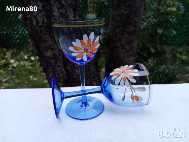 Сервиз за ракия - синьо стъкло, снимка 4 - Сервизи - 52172305