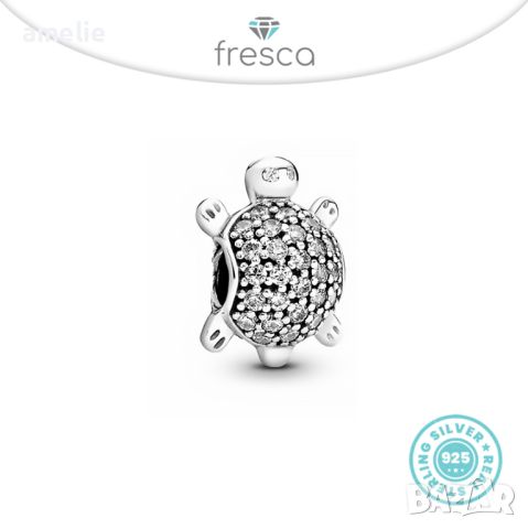 Талисман Fresca по модел тип Пандора сребро проба 925 Pandora Tortoise Love Today. Колекция Amélie, снимка 1 - Гривни - 44623965
