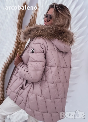 Дамско ватирано яке с лисича кожа, 2цвята , снимка 4 - Якета - 52155165