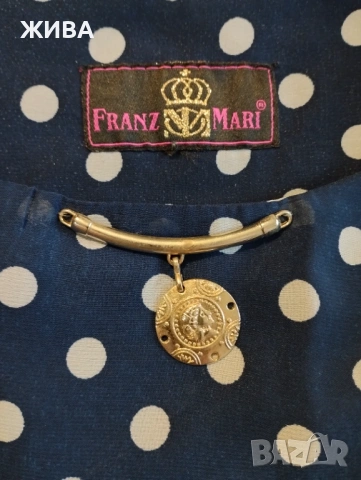 FRANZ MARI елегантна дамска рокля т.синя на точки, снимка 8 - Рокли - 54036458