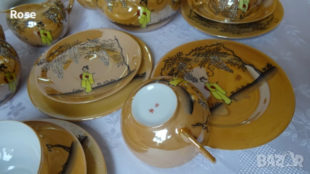 Японски порцеланови тройни сетове, чайник, захарница и каничка, снимка 11 - Сервизи - 53976446