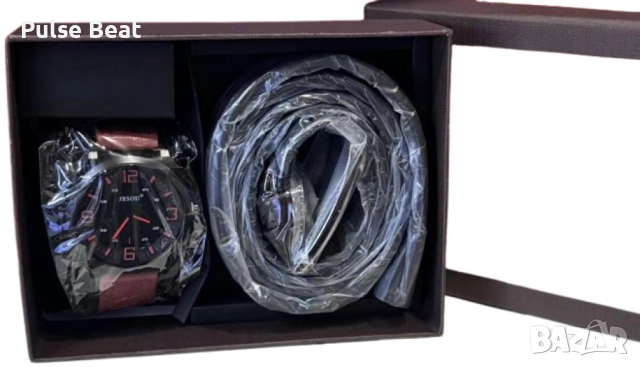Стилен мъжки комплект - Часовник и колан, снимка 2 - Подаръци за мъже - 52045357