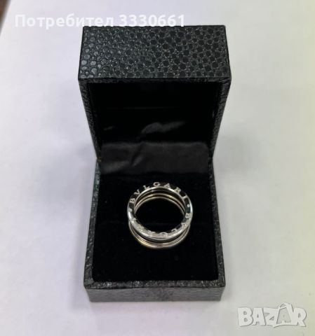 100 % оригинален златен пръстен Bvlgari - бяло злато, снимка 9 - Пръстени - 45825749