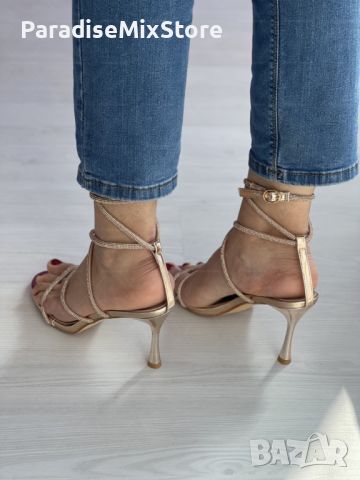 Луксозни стилни дамски сандали с елегантни бляскави елементи 3 цвята 36-41номера, снимка 4 - Дамски елегантни обувки - 45495409