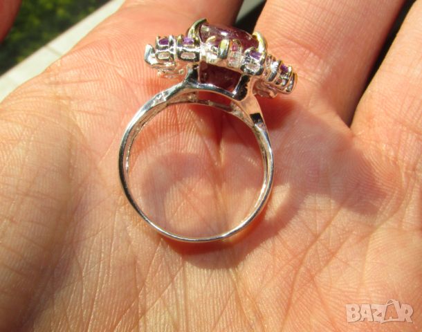 925 сребърен пръстен с рубин, камък 14x11мм, общо тегло 7.9гр., снимка 5 - Пръстени - 46417575