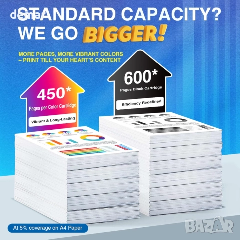 Мастилени касети Paeolos 62XL, черна и цветна, за HP Envy и OfficeJet, снимка 3 - Консумативи за принтери - 51878072