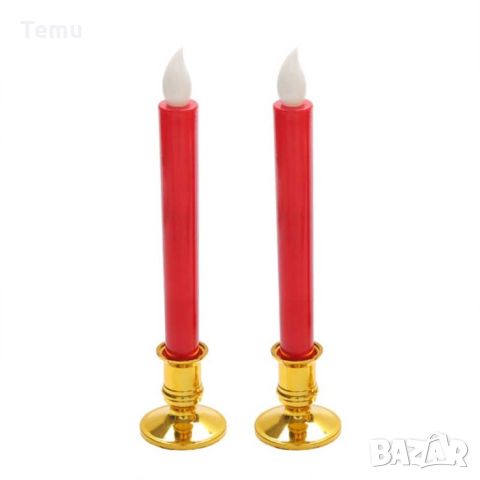 Комплект от 2 броя Led настолни свещи на батерии. Тези конусовидни свещи са от истински восък и 3D ф, снимка 4 - Декорация за дома - 46435860