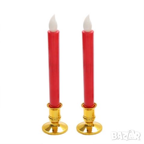 Комплект от 2 броя Led настолни свещи на батерии. Тези конусовидни свещи са от истински восък и 3D ф, снимка 4 - Декорация за дома - 46435860