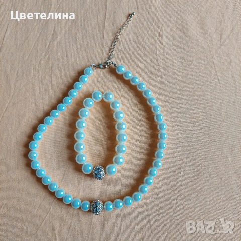 Комплект перлени гривна и колие