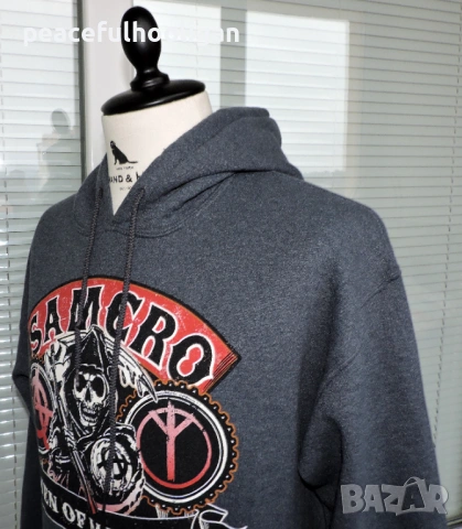 SAMCRO Sons Of Anarchy Men of Mayhem Grey Long Sleeve Hoodie Size M Official Product 2016, снимка 3 - Суичъри - 53392982