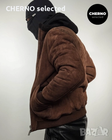 Мъжко бомбър яке от естествена кожа SELECTED HOMME NORTON Lamb Shearling Bomber Jacket – L•M - НОВО, снимка 9 - Якета - 53685679