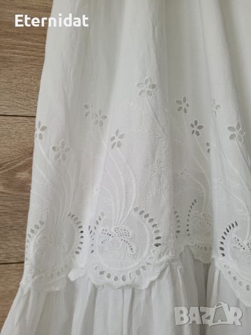 Дълга бяла рокля с гол гръб памучна материя с бродерии GIANATRICOT , снимка 6 - Рокли - 46408824