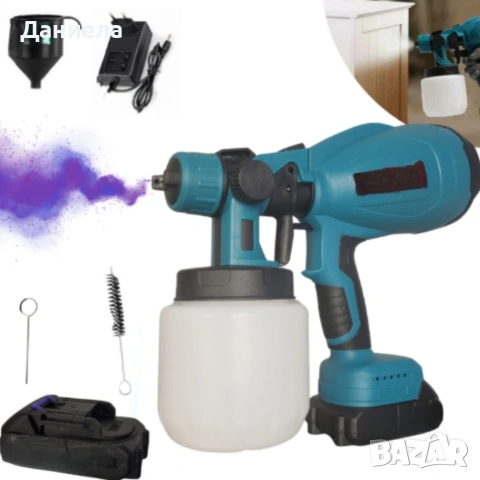 Акумулаторен и безжичен пистолет за боядисване с 2 батерии 21V, снимка 6 - Други инструменти - 53566560