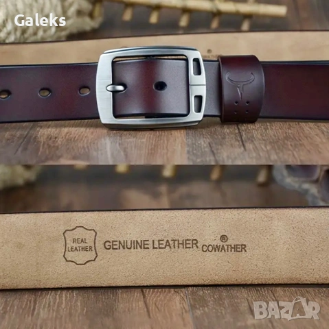 Мъжки кожени колани с двойна и квадратна катарама /Черна естест. кожа!, снимка 10 - Колани - 53769945