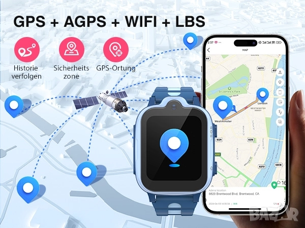 Детски 4G смарт часовник с GPS проследяване, обаждания, SOS бутон, снимка 8 - Смарт гривни - 52242139