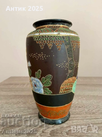 Антична японска ваза в стил Сацума (началото на XX век), снимка 4 - Антикварни и старинни предмети - 51456221