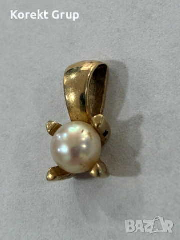 Златна висулка с мъниста 14к, снимка 2 - Колиета, медальони, синджири - 54121683