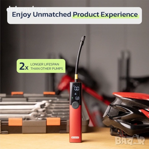 Електрическа помпа за гуми Woowind BP188 150 PSI с авто стоп, LCD дисплей, снимка 7 - Аксесоари за велосипеди - 53039547