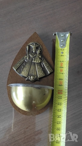 Съд за светена вода* Месинг и дърво* Църковна утвар, снимка 3 - Антикварни и старинни предмети - 51880829