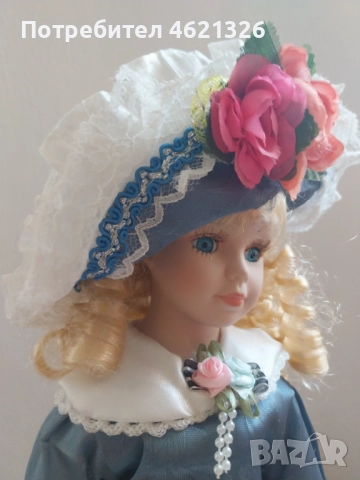 Винтидж немска порцеланова кукла в празнична рокля като ново, снимка 6 - Декорация за дома - 52155771