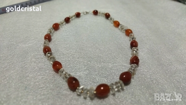 Стар накит гердан от естествен камък карнеол  