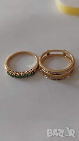 Златен пръстен с изумруди и брилянти, снимка 6 - Пръстени - 49774859