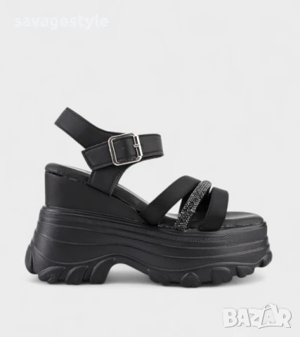Дамски летни сандали на платформа в черно , снимка 2 - Сандали - 51338886