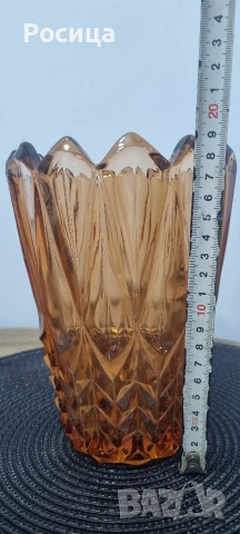 Ретро стъклена ваза, снимка 4 - Вази - 53968167