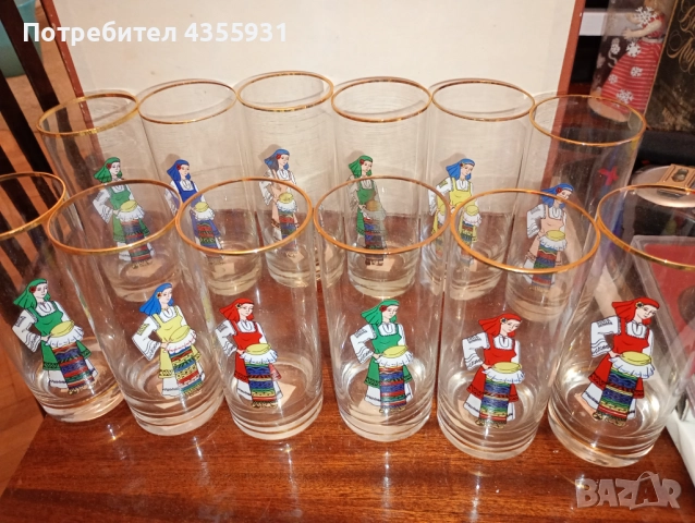 фолклор фолклорен стар български сервиз стари чаши стар комплект сервиз , снимка 3 - Антикварни и старинни предмети - 52626025