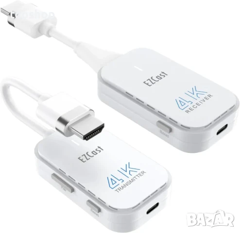EZCast безжичен HDMI предавател и приемник 4K, Plug & Play, поточно предаване на всякакви устройства