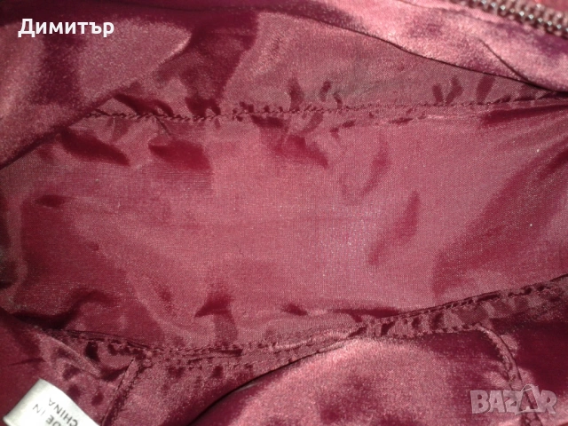 Елегантна дамска чанта във вишнев цвят, снимка 6 - Чанти - 54248487