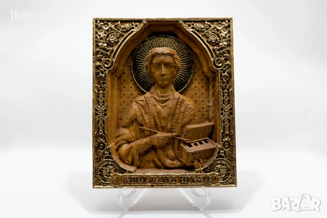 Релефна икона на Свети великомъченик Пантелеймон, снимка 4 - Икони - 53224721