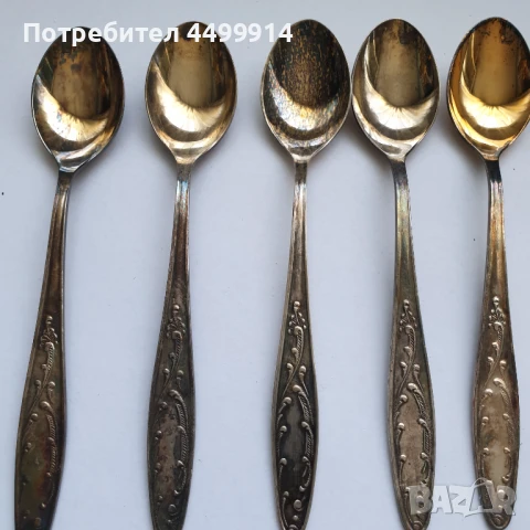 Руски посребрени и позлатени чаени лъжички, снимка 3 - Антикварни и старинни предмети - 50984084