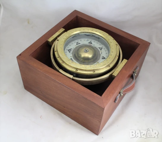115 Магнитен корабен компас от месинг, произведен в Германия, снимка 4 - Колекции - 51181892