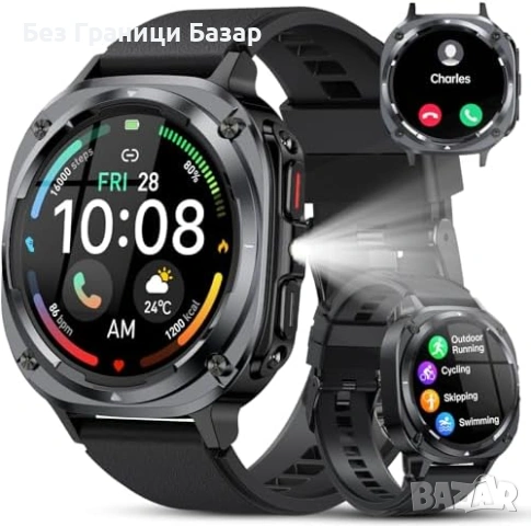 Нов Военен смарт часовник с разговори 114 спорта пулс SpO2 30 дни батерия за мъже