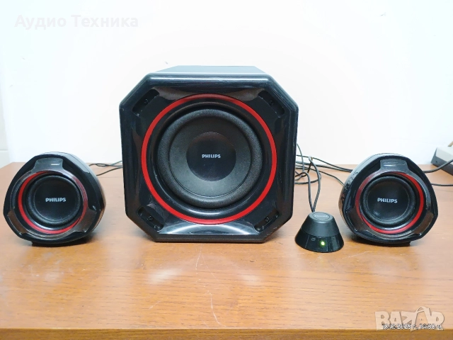 Аудио система 2.1 буферче с колонки PHILIPS. Изпращам видео. 