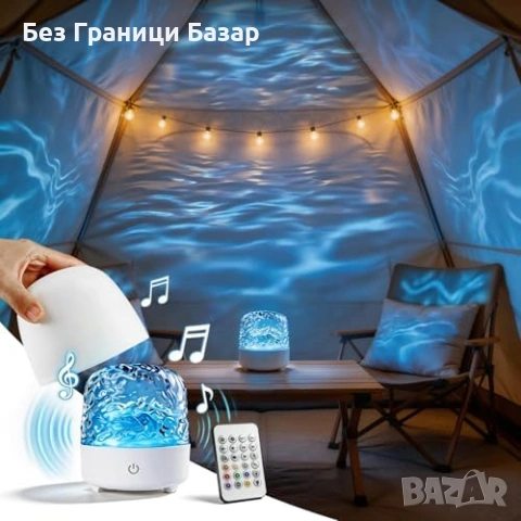 Нова Водоустойчива RGB лампа Bluetooth колонка 16 цвята с таймер USB-C дистанционно