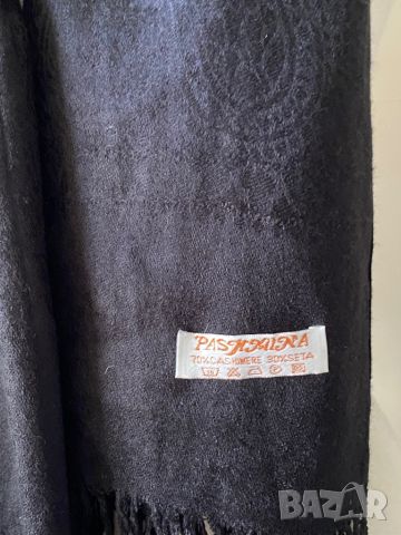 Черен шал от кашмир, снимка 7 - Шалове - 45233270